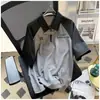 Outono Estampado Patchwork Color-Blocking Polo Manga Raglã Casal Estilo Hong Kong Tendência Versão Coreana Solto Casual Transfronteiriço Comércio Exterior