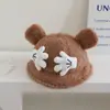Touca de Bacia Super Fofa de Inverno para Meninos e Meninas, Touca Fofa do Mickey de Mãos Dadas e Orelhas, Chapéu de Pescador Quente de Caxemira para Crianças