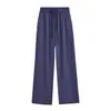 Calça Jeans Casual de Corte Reto Americana para Mulheres, Novo Estilo de Outono, Calça Larga de Corte Amplo, Cor Sólida, Estilo Preguiçoso, Calça Longa Esportiva com Cordão
