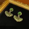 Brincos Pesados Estilo Ocidental Banhados a Bronze Antigo Ouro Vintage 18K com Design de Pingente Oval e em Forma de Leque