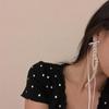 Aretes de Ballet Francés Perezoso Hechos a Mano con Listón, Borla de Perlas, Pequeños Ocho Hadas, Estilo Largo, Accesorios, Aretes