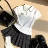 Atuendos de Verano 2026: Camiseta de Manga Corta con Cuello Polo Estilo Universitario Coreano para Mujeres y Niñas Mayores, Conjunto de Falda Dulce y Picante