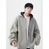 Sudadera Cardigan con Capucha y Doble Cremallera Marca Trendy Americana para Hombres y Mujeres Temporada Otoño e Invierno Sudadera con Capucha Pesada de Moda Atractiva para Parejas