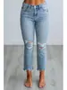 Jeans Feminino Rasgado de Alta Qualidade Europeu, Americano e do Sudeste Asiático Jeans Reto Solto Feminino Aliexpress Amazon