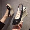 Zapatos Transfronterizos de Comercio Exterior, Venta al por Mayor de Fábricas de Comercio Exterior, Sandalias de Cuña de Paja con Suela Gruesa y Punta Descubierta para Playa y Viajes, Versátiles Sandalias de Cuña de Paja con Cuerda de Cáñamo