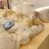 Conjunto de Três Peças Quatro Estações Classe A Estilo Ins Estampado Fresco Algodão Lavado Conjunto de Três Peças Lençol Capa de Edredom Dormitório Estudantil