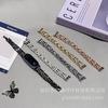 Correa de Metal para Reloj con Cadena Hueca y Diamantes Adecuada para Apple 10 S11 Xiaomi 10 Huawei Gt6 Fit4 Pulsera Metálica