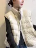 Chaleco de plumón con cuello alto para mujer, corto, 2026 Invierno Nuevo, Adelgazante, Cálido, Chaleco Engrosado, Chaqueta de plumón de pato blanco