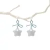 Pendientes de Estrella de Felpa Amarillo Crema con Lazo Maillard, Lindos y Dulces, Diseño Girly para Estudiantes