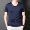 Camiseta Básica de Manga Corta para Hombre con Cuello en V, Color Liso de Verano, Camiseta Interior Simple Versátil de Media Manga, Fresca de Secado Rápido, Transfronteriza