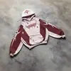 Sudadera con capucha retro de tendencia Y2K con bordado de letras americanas para hombre y mujer, holgada