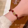 Pulseira de Fio Vermelho com Laço de Ágata Vermelha Sintética para Mulheres, Design de Nicho com Sensação de Luxo, Adequada para Estudantes e Melhores Amigas