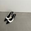 Sandalias Baotou para Mujer en Verano con Faldas, Estilo Pequeño y Elegante, Correas Traseras, Punta Fina, Corte Bajo, Tacones de Aguja, Tacones Medianos para Mujer