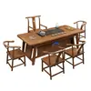 Nuevo Juego de Mesa de Té y Sillas de Madera Maciza Estilo Chino para Oficina, Estación de Preparación de Té Kung Fu, Mesa de Té y Juego de Mesa de Té Todo en Uno