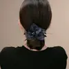 Pinza para moño de plumas de malla, cómoda en la nuca, irradia un encanto floral sofisticado y elegante, realza el volumen del cabello, accesorio para el cabello con pinza de pico de pato