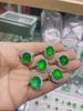 Transmisión en vivo de anillo de jade calcedonia para mujer tamaño ajustable anillo de diamante de lujo hielo verde nueva joyería anillo de dedo tesoro