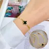 [Acero de titanio de cuerpo entero] Cadena de serpiente de hierba de la suerte personalizada de Dongdaemun pulsera de cuentas redondas de oro de horno femenina Red social retro novias