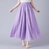 Falda de pantalones anchos de algodón y lino de talla grande, estilo étnico, de lino, color sólido, con cintura elástica y estilo de exportación de comercio exterior japonés