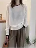 Suéter de punto de manga larga holgado para mujer, con bloques de color, estilo dos piezas, para otoño e invierno, 100% lana Merino