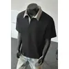 Estilo Old Money Casual Chic Cuadros Patchwork Cuello Camisa Talla Grande 2026 Primavera/Verano Nueva Camiseta de Algodón China Manga Corta Unisex Versátil