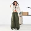 Pantalones Cargo Casuales Color Verde Militar para Mujer 2025 Otoño Nuevo Cintura Alta Sueltos Estilo Americano Espada Recta Pierna Ancha