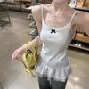 Dulce Spice Girl Chaleco con Lazo Pequeño Sling para Mujer Verano 2025 Nuevo Encaje Encaje Bajo Apilado Top Interior