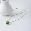 Diseño Compacto de Lujo Ligero Estilo Japonés y Coreano Colgante de Gema Esmeralda Collar Elegante de Latón Sencillo Cadena para la Clavícula