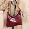 Bolso Rojo para Mujer 2026 Modelo Nuevo de Gama Alta Piel Brillante para Novia Boda Bolso de Axila Adecuado para Uso Diario Bolso Cruzado de Boda