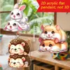 Serie Animales de Primavera Conejitos Blancos Lindos Diversión Apilando Acrílico 2D Coche Mochila Llavero Colgante Decoración