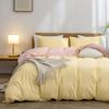 Suministro Transfronterizo Juego Simple de Cuatro Piezas Lijado Color Sólido Hogar Cama Doble Funda Nórdica Sábana Funda Nórdica Ropa de Cama Comercio Exterior