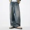 Colección Otoño 2026: Jeans Rectos, Lavado Bigote de Gato, Estilo Retro Americano, Vintage, Casual, con Caída para Hombre