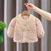 Jaqueta de Algodão para Meninas Outono e Inverno 2023 Novo Estilo Jaqueta Acolchoada de Algodão Infantil Jaqueta Acolchoada com Forro de Lã para Bebê Menina Roupas de Algodão para Crianças Pequenas