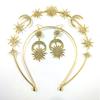 Pendientes de Luna Incrustados de Diamantes Vírgenes con Aureola Diadema Estilo Europeo y Americano Aleación Estrella de Seis Puntas Diadema Accesorios para el Cabello Accesorios