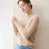 Suéter de Cashmere Feminino Outono e Inverno Novo Estilo Gola Meia Alta Macio e Fofo Base de Lã Roupa Íntima Malha Casual Solta
