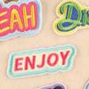 Etiqueta bordada para computador Duoku adesivos bordados acessórios desenhos animados letras em inglês patch DIY para roupas etiqueta de tecido adesivos de tecido