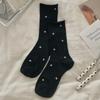 Calcetines Personalizados con Borde Enrollado, Calcetines de Media Pantorrilla para Mujer, Calcetines de Verano Finos con Lunares, Algodón Puro, Algodón Peinado, Personalización de Muestras, Personalización Transfronteriza