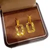 Tienda de Oro Mismo Estilo Pendientes Cuadrados de Hielo Triturado Dorado, Pendientes Exquisitos de Diseño Geométrico de Nicho, Regalo de Lujo Ligero de Gama Alta para Novia