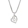 TOHM Versión coreana de collar con colgante de amor de circón microincrustado para mujer, moda, doble corazón, cadena para la clavícula, corazón a corazón, joyería al por mayor