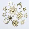 Acessórios DIY de liga metálica mais vendidos internacionalmente série sol, lua e estrelas colar com pingente pulseira acessórios de joias saco misto atacado
