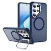 Funda para teléfono Samsung, magnética transparente mate, adecuada para S26, con soporte, cubierta protectora de teléfono estilo ins simple