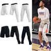 Pantalones ajustados Ropa de Fitness para Hombre de cinco puntos alta elasticidad secado rápido para correr de siete puntos una pierna Deportivos Baloncesto calcetines térmicos de entrenamiento
