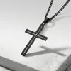 Colar Minimalista Europeu e Americano com Pingente de Cruz Vazada para Homens Hip-Hop Personalidade Aço Inoxidável Joia de Casal Corrente para Suéter para Mulheres