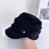 Gorra de Boina de Lana de Moda Estilo Mismo que Zhang Jingyi para Mujer, Gorra de Equitación Cálida de Invierno, Gorra Octagonal Versátil Casual, Moderna
