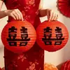 Lanternas Vermelhas de Dupla Felicidade Penduradas para Decoração de Casamento ao Ar Livre, Enfeites de Arranjo de Casamento Estilo Chinês de Dupla Felicidade, Adereços para Fotos