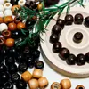 Cuentas Redondas de Agujero Grande Cuentas de Arce Natural Cuentas Sueltas Madera Maciza Teñida Accesorios para Ropa Cuentas para Cordón Accesorios para Joyería DIY