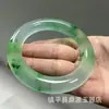 Pulsera tipo hielo, completamente verde, retro, gruesa, redonda, de color jadeíta, pulsera de jade verde sol, de color primaveral, multicolor, con patrones verdes flotantes, y pulsera de jade de espuma de agua
