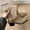 Botas altas de mujer con tacón grueso y punta fina, nueva colección otoño/invierno 2026, botas de cowboy estilo western, botas de montar de tacón alto