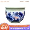 Estilo de Pintura a Tinta Cerámica de Jingdezhen Paisaje de Estanque de Lotos Tanque de Agua Grande Personalizado Fondo Verde Claro Artesanía de Alto Valor