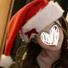 Gorro navideño de peluche con lazo negro para Nochebuena, ideal para fiestas de Internet y disfraces, accesorios para fotos.