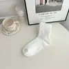 Novas Meias Slouch de Listras Verticais de Outono Meias de Cano Alto Estilo Japonês de Alta Qualidade com Botas Meias Longas Brancas JK para Mulheres
